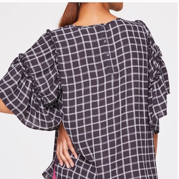 Loft Outlet Windowpane Ruffle Dolman Top - Picture 2 of 7